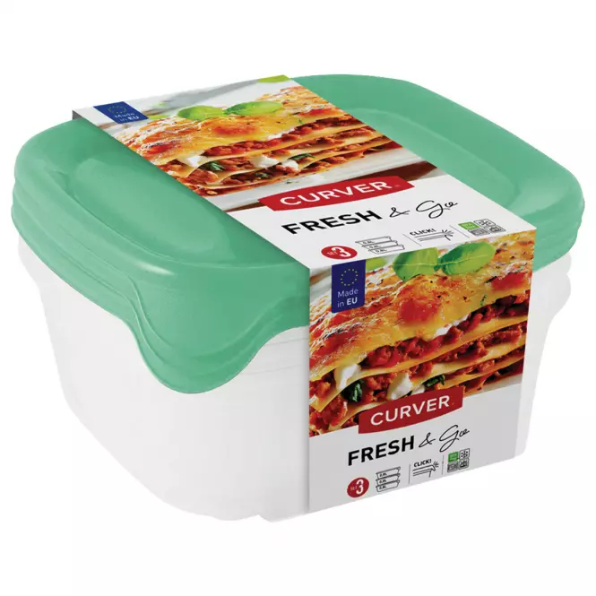 3 db négyzet alakú 0,8 literes fresh&go 249416 színkeverék készlet,2