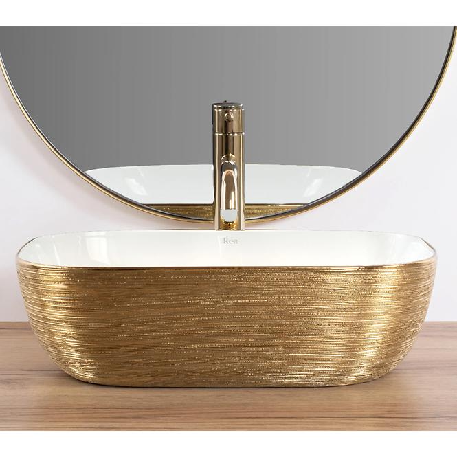 Mosdókagyló Belinda Gold Brush/White Rea-U7422