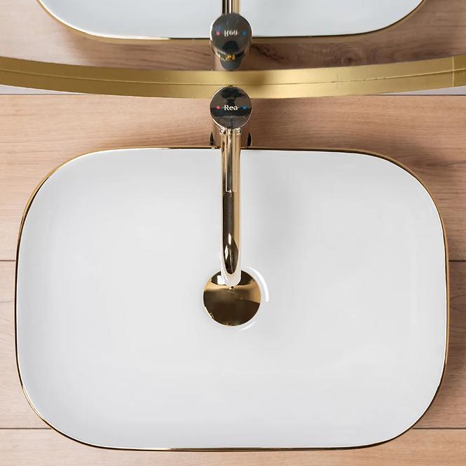 Mosdókagyló Belinda Gold Brush/White Rea-U7422,4