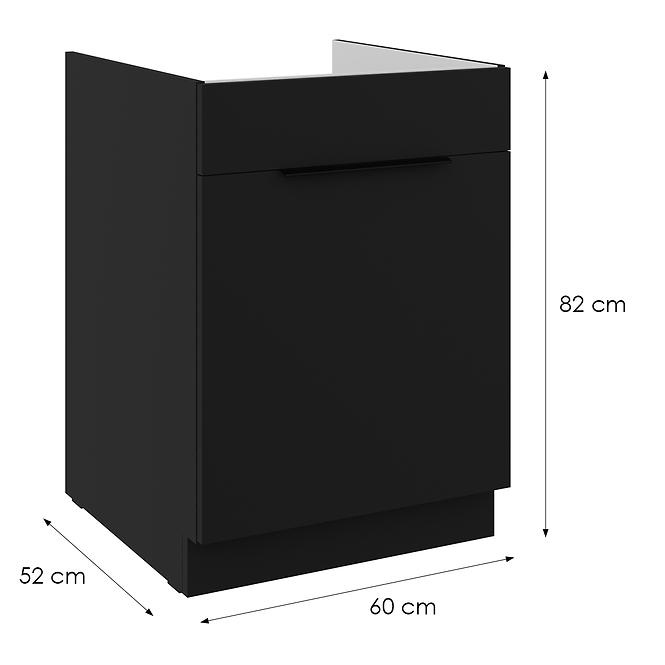 Konyhaszekrény Siena fekete matt 60ZL 1S BB,2