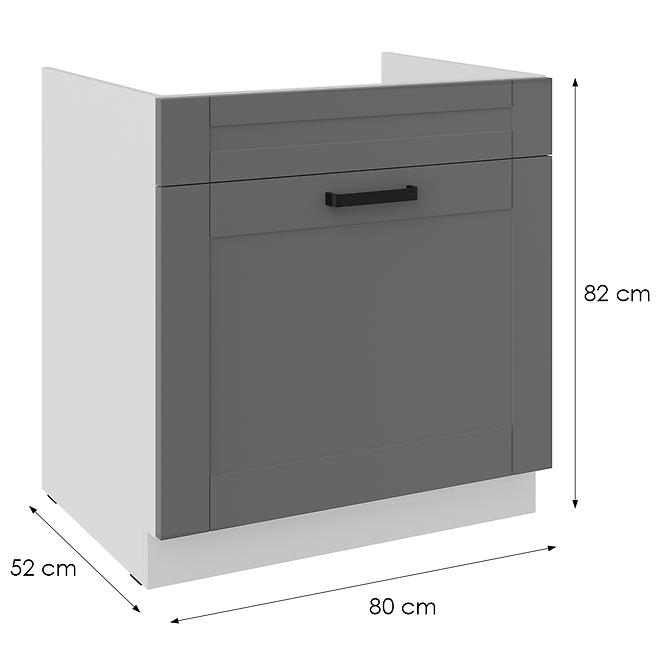 Konyhaszekrény Luna dustgrey/fehér 80ZL 1S BB,2