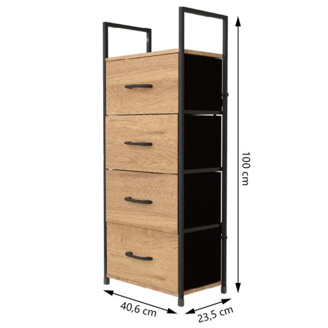 Regál 9329 természetes/fekete,2