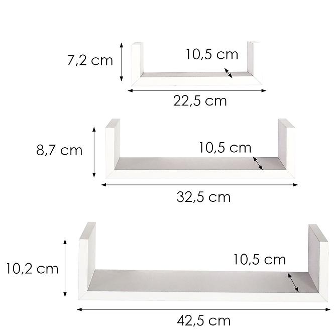 Függő polcok 3 db PD11039 fehére