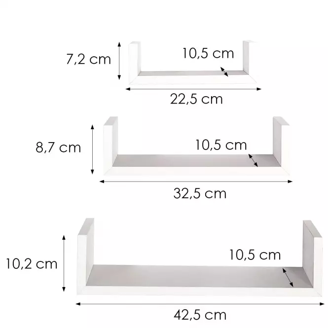 Függő polcok 3 db PD11039 fehére,2