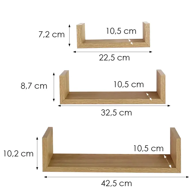 Függő polcok 3 db PD11039 tölgy,2