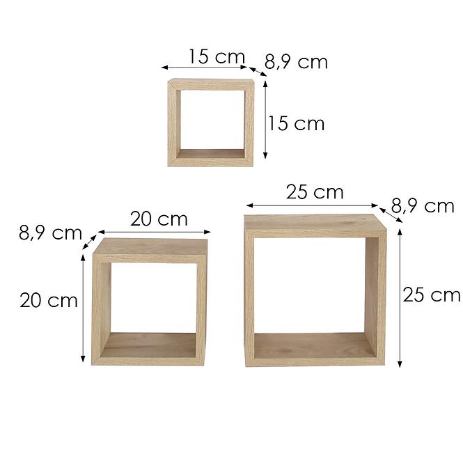 Függő polcok 3 db PD11036 természetes fa