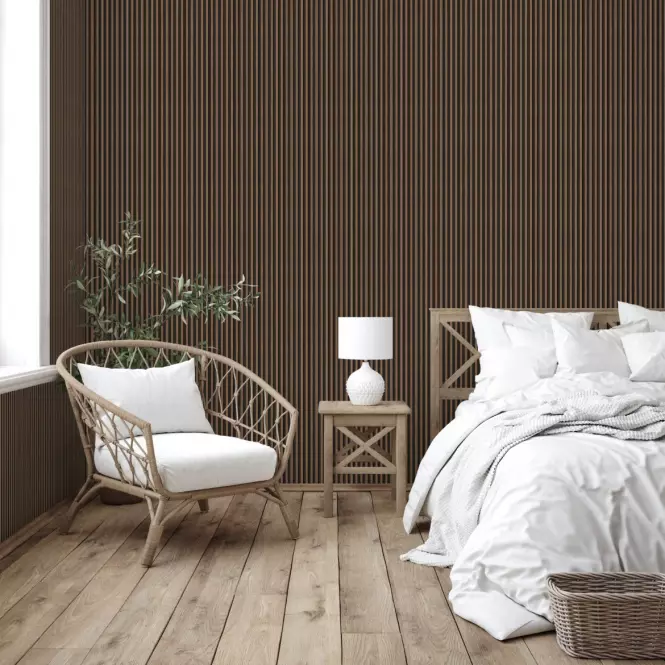 Lamella falburkolat MODERN LINE SLIM Walnut Black 12x122x2650mm