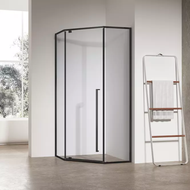 Zuhanykabin ötszögletű Light 80x80x195 black,2
