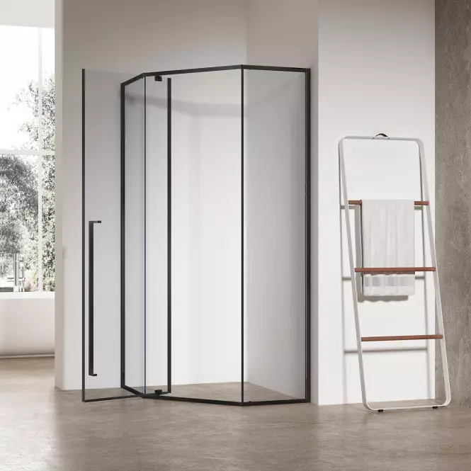 Zuhanykabin ötszögletű Light 80x80x195 black,4