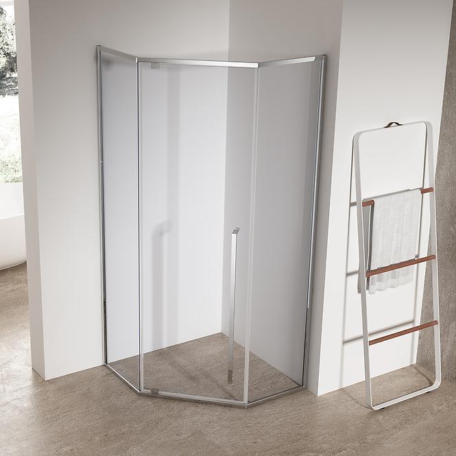Zuhanykabin ötszögletű Light 80x80x195 króm