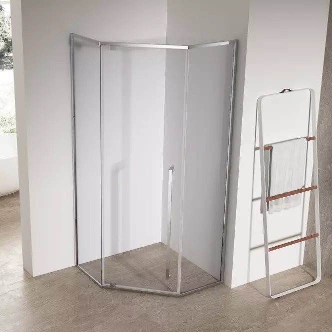 Zuhanykabin ötszögletű Light 80x80x195 króm,3