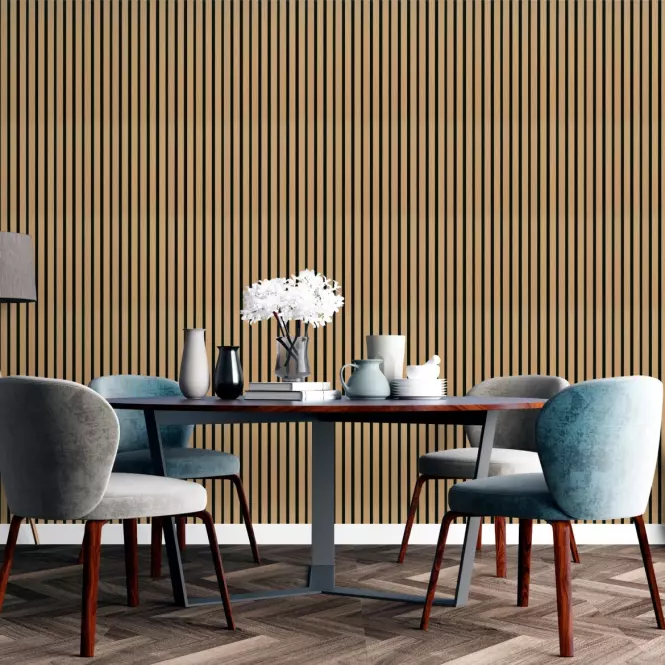 Lamella falburkolat MODERN LINE NORMAL Oak Black 12x122x2650mm
