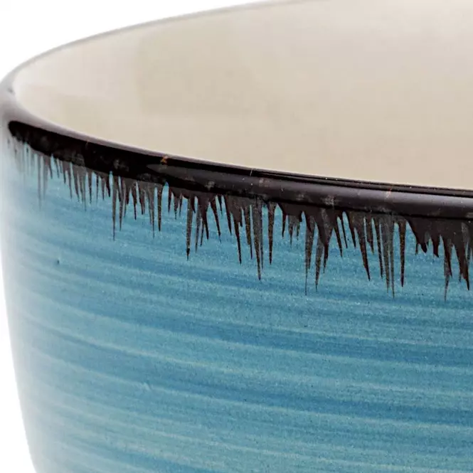 Kerámia tál "Lines faded blue" gabonapelyhekhez, 14 cm,2