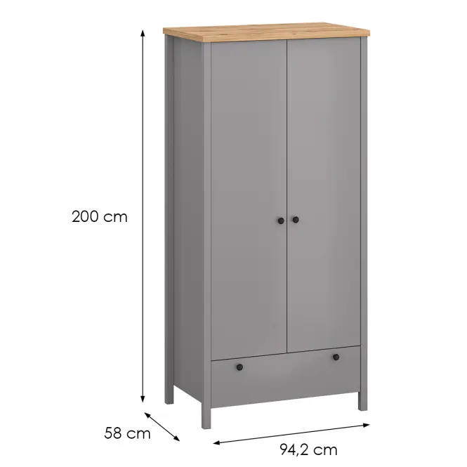 Szekrény 2D1S Melini Gray H