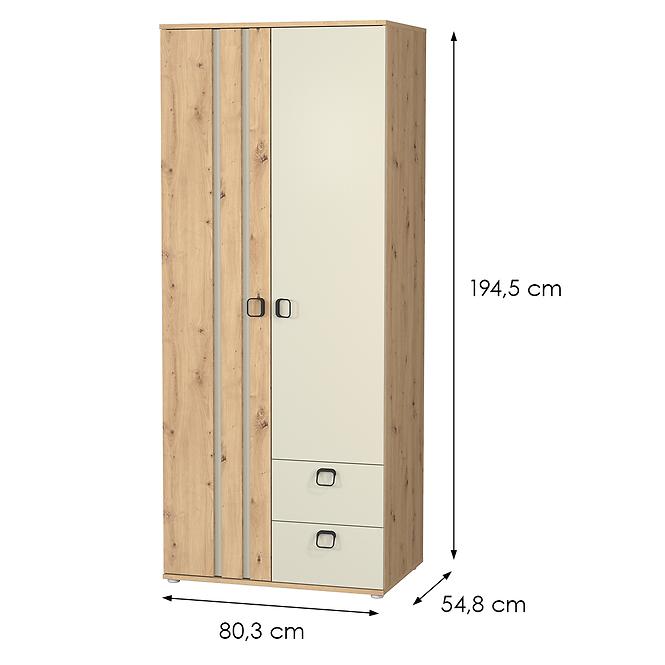 Szekrény 2D2S Camari Dąb Artisan/Casmhere,2