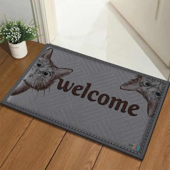 Textil szőnyeg 45x75 cm K-602-250 Welcome cica