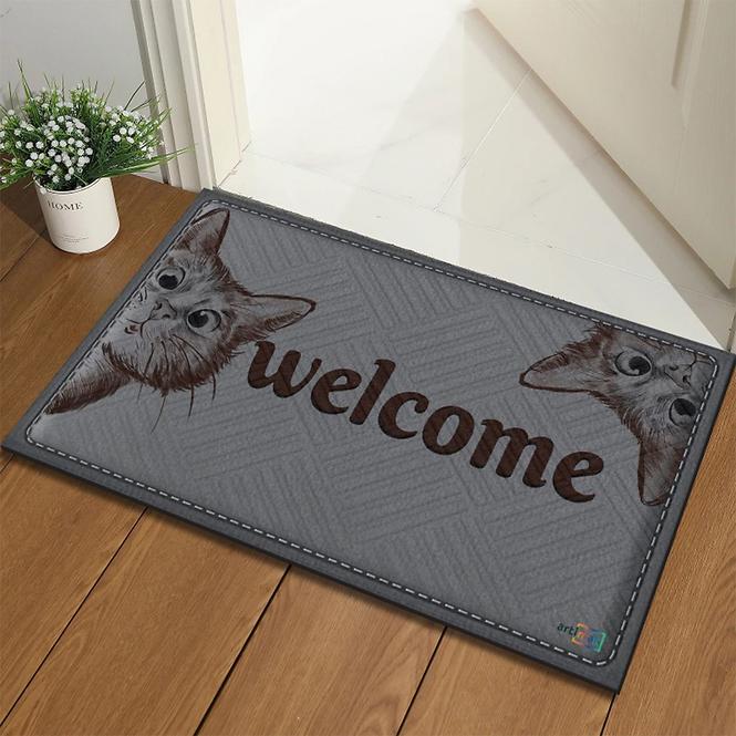 Textil szőnyeg 45x75 cm K-602-250 Welcome cica,4