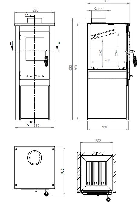 Acél Kályha OKTA S LITE 3,9 KW