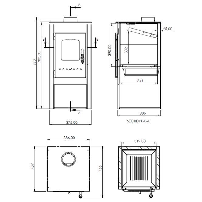 Acél Kályha Nera Lite 5,4 kW