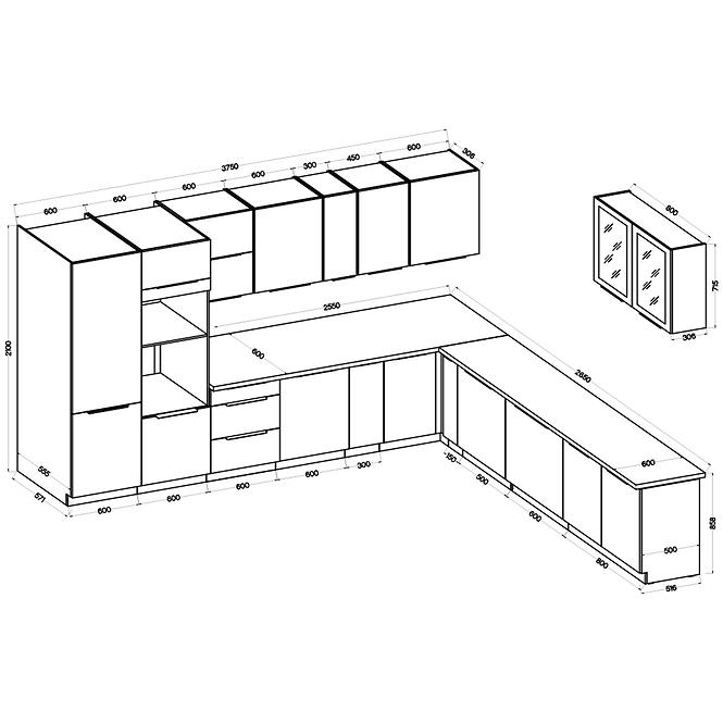 Konyhabútor Arona/Monza 375x325x225,2