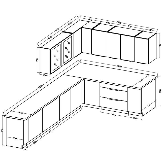 Konyhabútor Arona/Monza 375x325x225