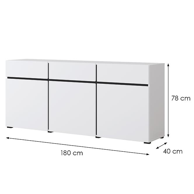 Komód Cross3d3s Fehér/Fekete