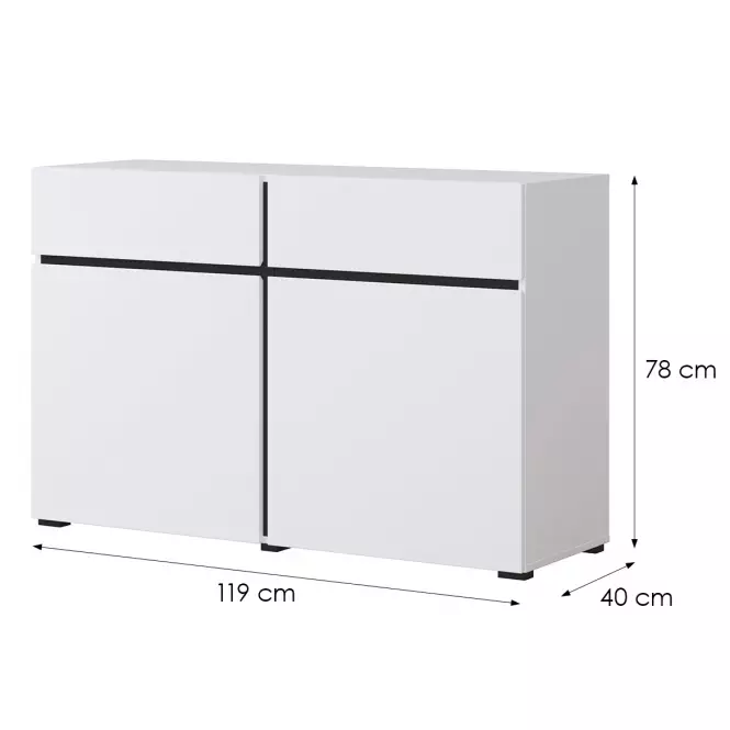 Komód Cross2d2s Fehér/Fekete,2