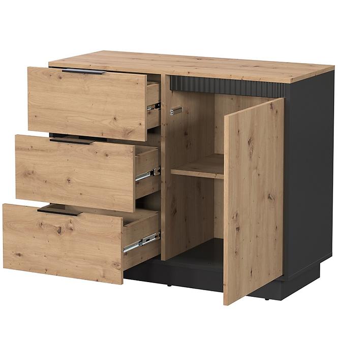 Komód 1d3s Sierro  tölgy Artisan/Fekete,4