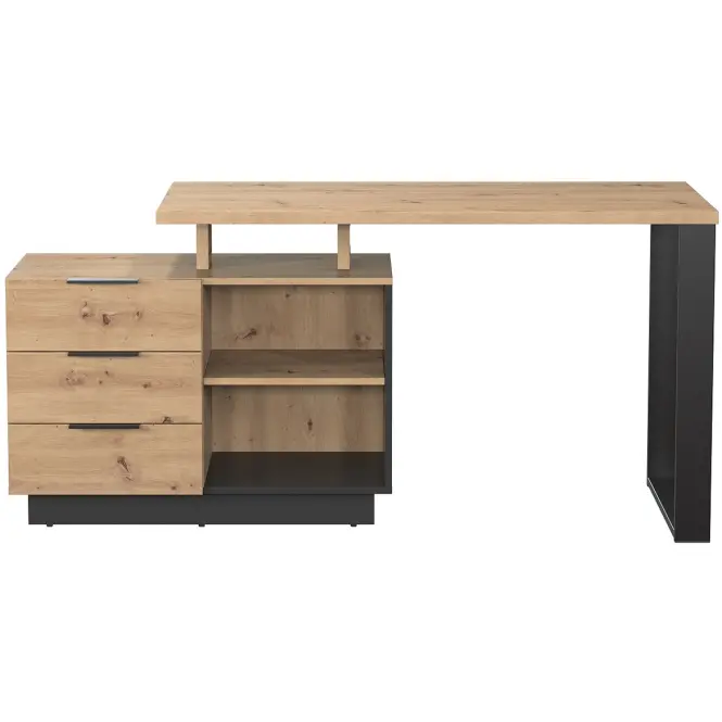 Íróasztal Sierro 3s tölgy Artisan/Fekete