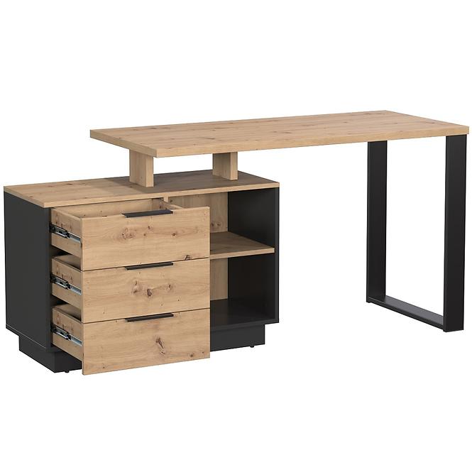 Íróasztal Sierro 3s tölgy Artisan/Fekete