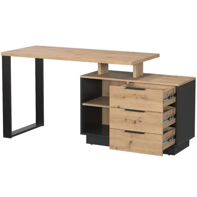 Íróasztal Sierro 3s tölgy Artisan/Fekete