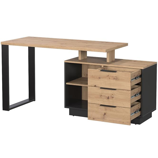 Íróasztal Sierro 3s tölgy Artisan/Fekete