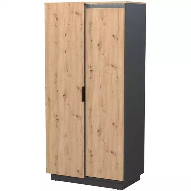Szekrény 2d Sierro tölgy Artisan/Fekete,3