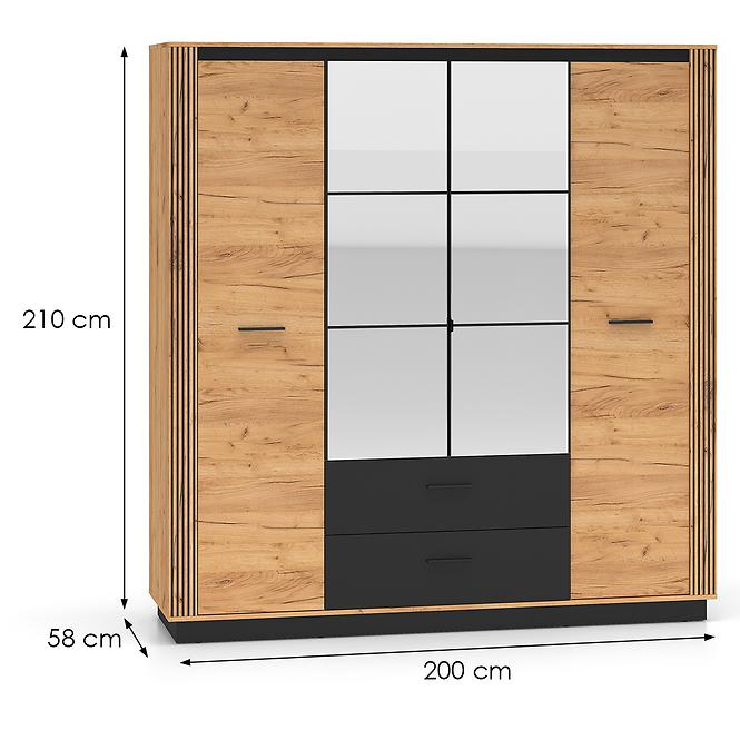 Szekrény Urso 01 tölgy Craft Aranysárga/Fekete