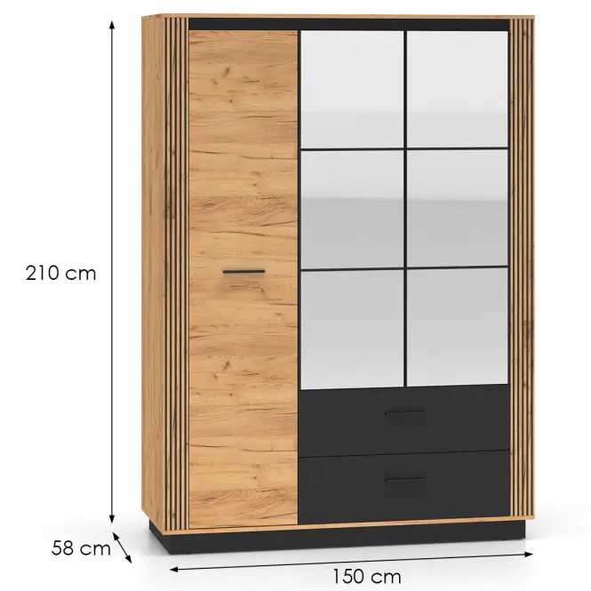 Szekrény Urso 02 tölgy Craft Aranysárga/Fekete