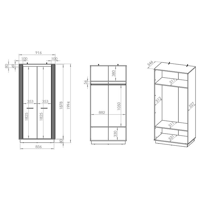 Szekrény Urso 03 tölgy Craft Aranysárga/Fekete,3