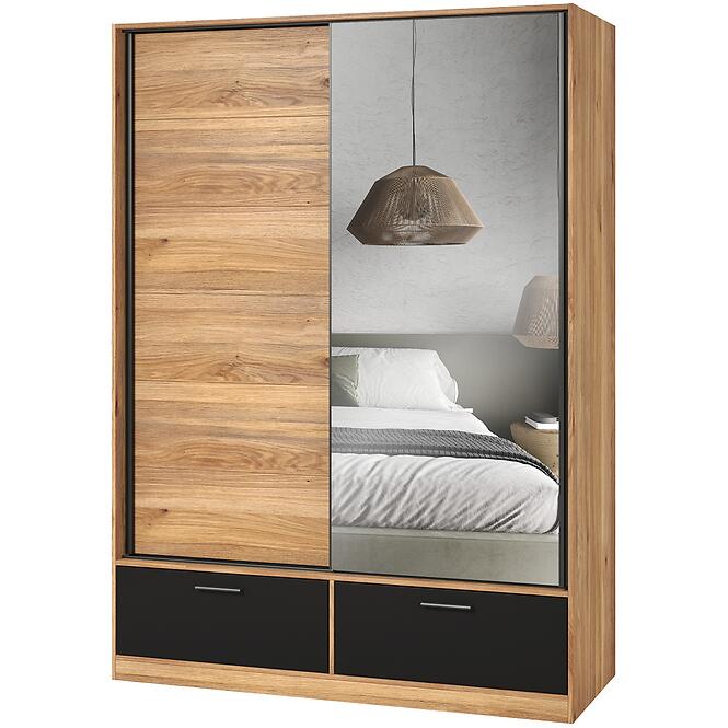 Szekrény 2d2s Beta so zrkadlom tölgy Mauvella/Fekete,5