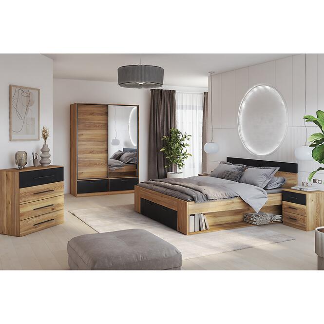 Szekrény 2d2s Beta so zrkadlom tölgy Mauvella/Fekete,7