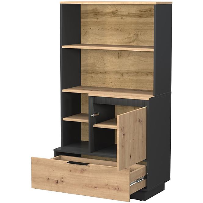 Regál 1d1s Sierro tölgy Artisan/Fekete