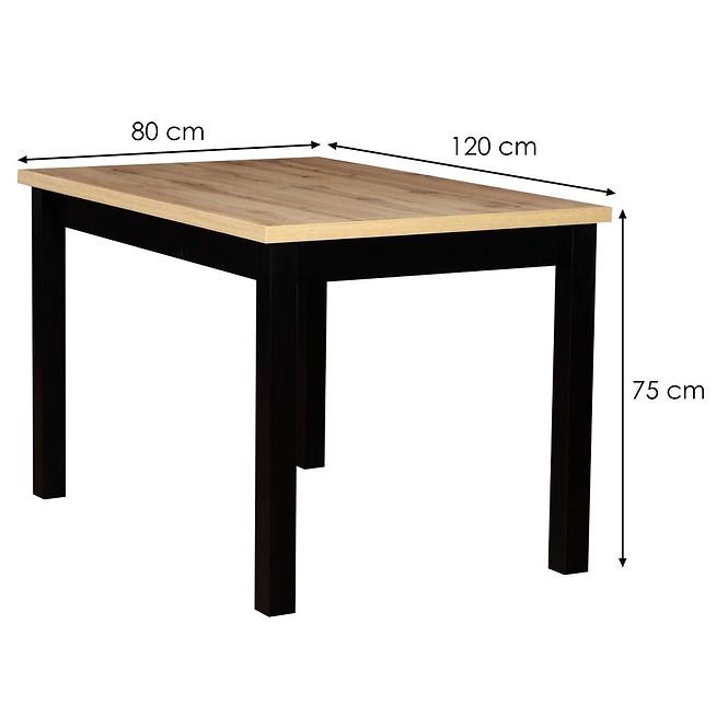 Asztal St-30 120x80 Wotan /Fekete