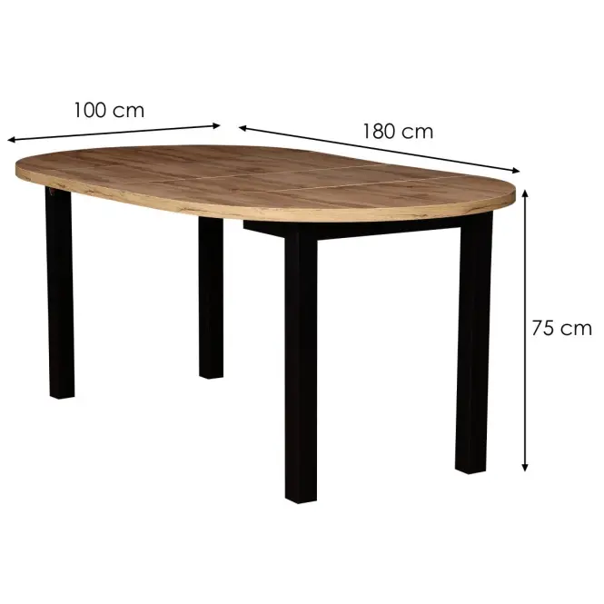 Asztal St-55 100+2x40 Wotan/Fekete,4