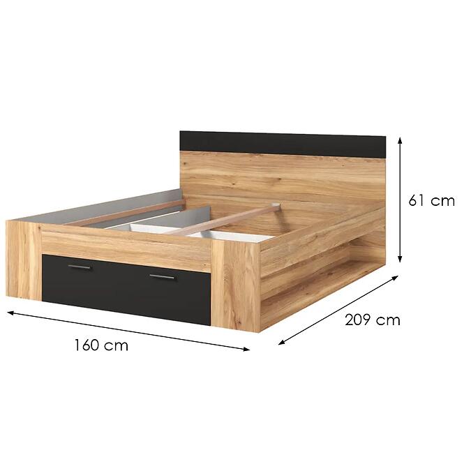 Ágy 160/200 Beta 91 tölgy Mauvella/fekete,2