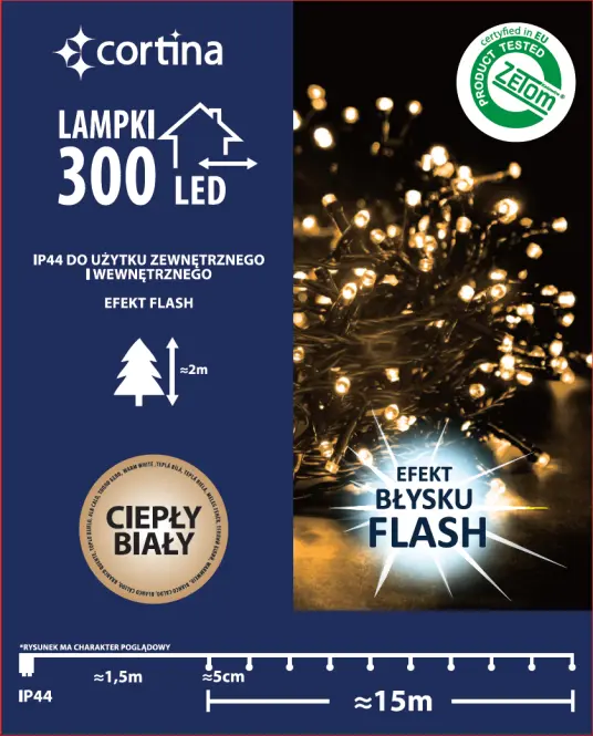 Karácsonyi fények 3/17/fle ww + cw  LED 300l zew. Tran + flash
