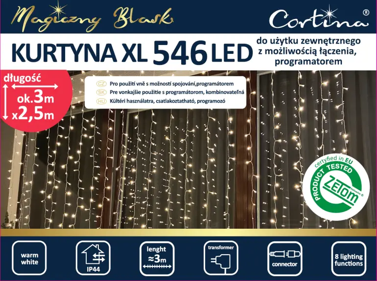 Fényfüggöny 107/20/LED xl 546l zew. Tran+gniaz+ program
