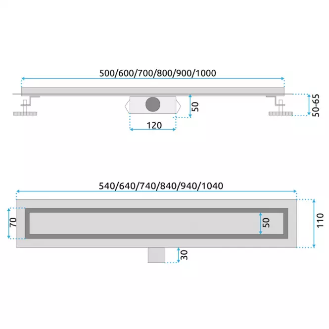 Lineáris kiáramlás Neox Pro 1000 csiszolt acél