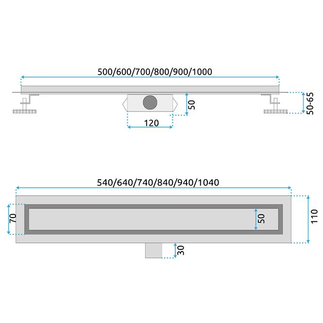 Lineáris kiáramlás Neox Pro 700 csiszolt acél,2