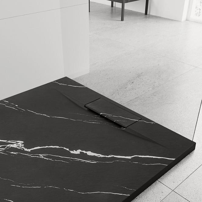 Négyzet alakú zuhanytálca Magnum Carrara Black 90x90x2,5 Rea K7003