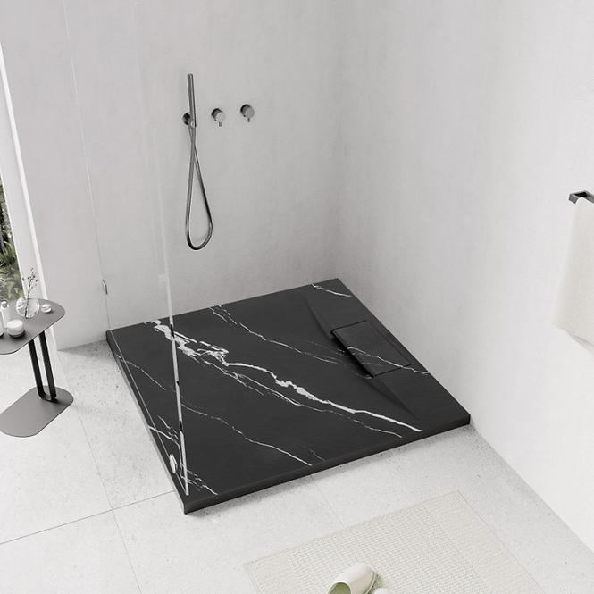 Négyzet alakú zuhanytálca Magnum Carrara Black 90x90x2,5 Rea K7003