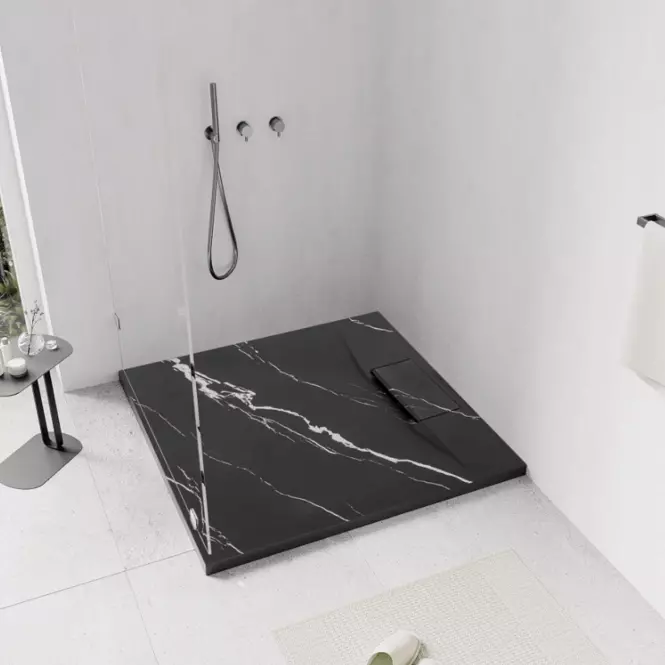 Négyzet alakú zuhanytálca Magnum Carrara Black 90x90x2,5 Rea K7003,5