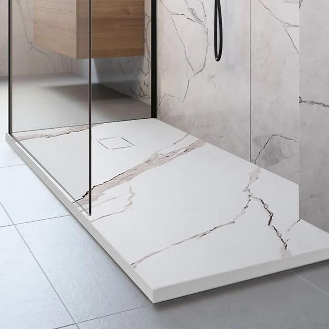 Téglalap alakú zuhanytálca Magnum Carrara White 80x100x2,5 Rea K7004